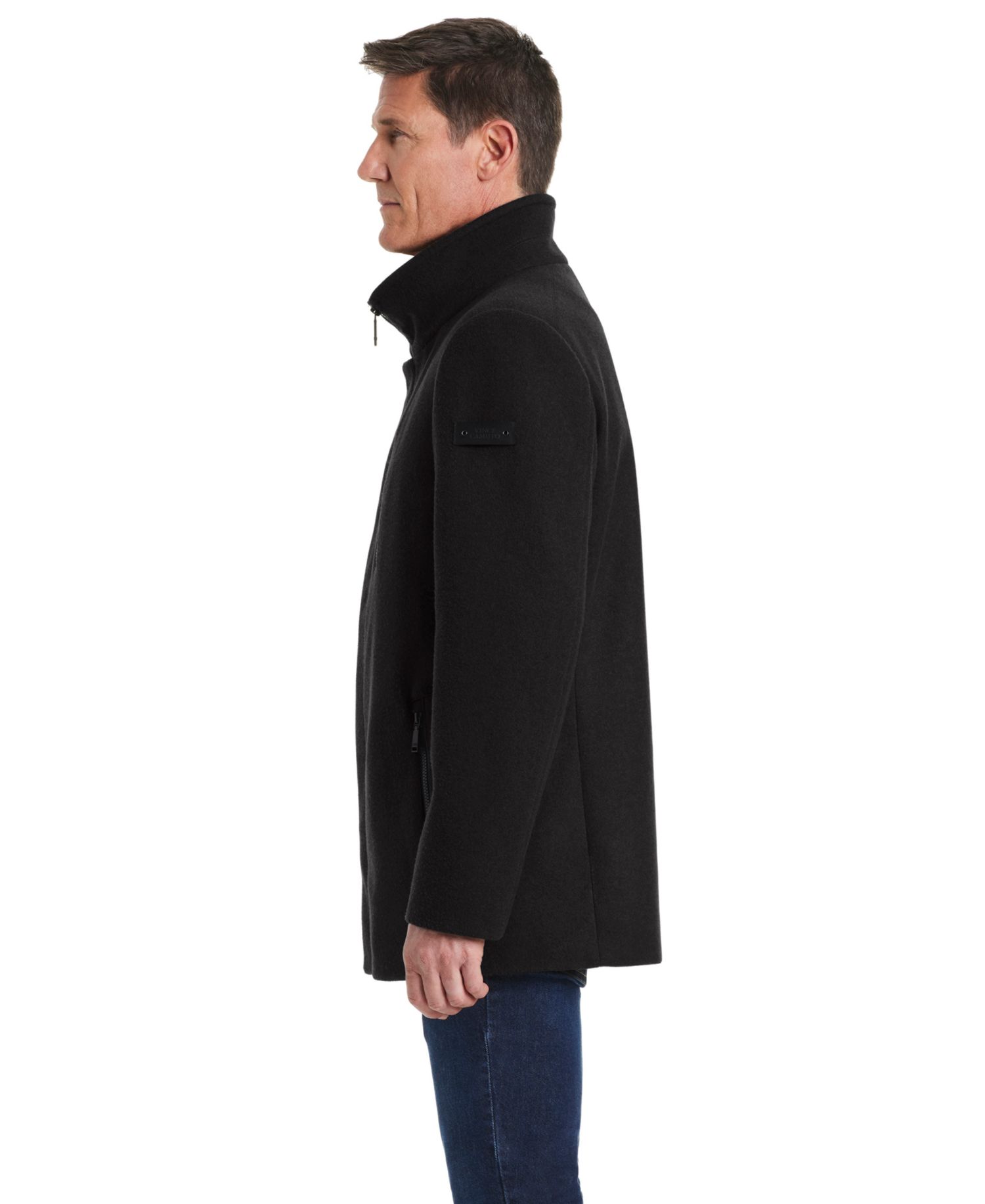 Men's Funnel Neck Wool Blend Car Coat