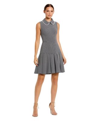Women's Sleeveless Boucle Mini Dress with Peter Pan Collar