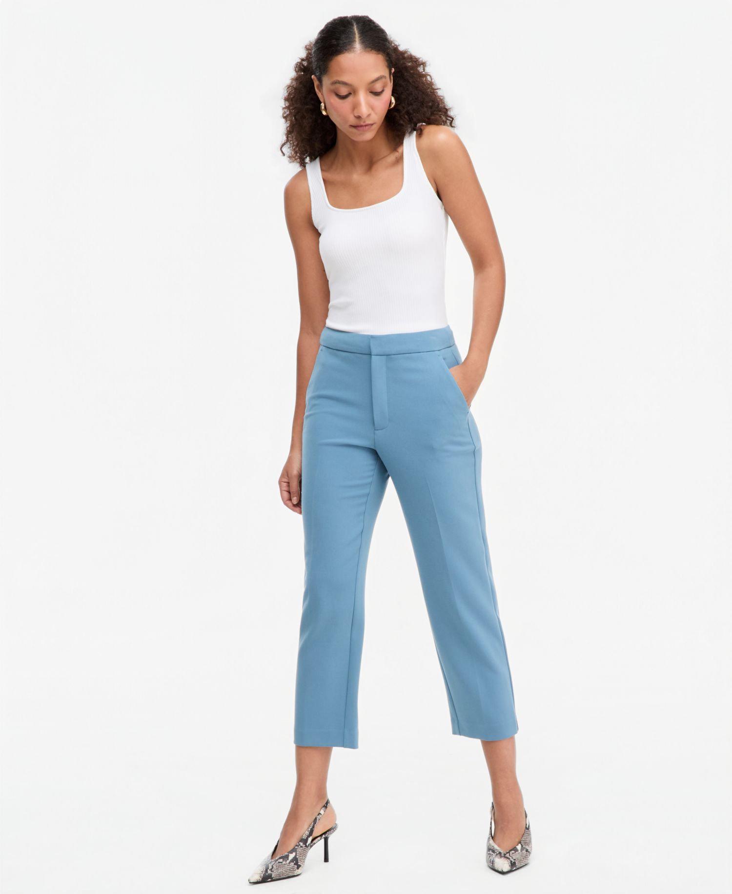 Women's High-Rise Slim-Fit Cropped Pants