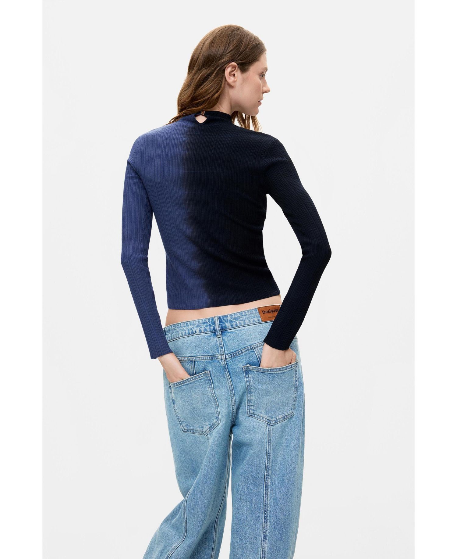 Women's Ribbed Two-Tone Sweater