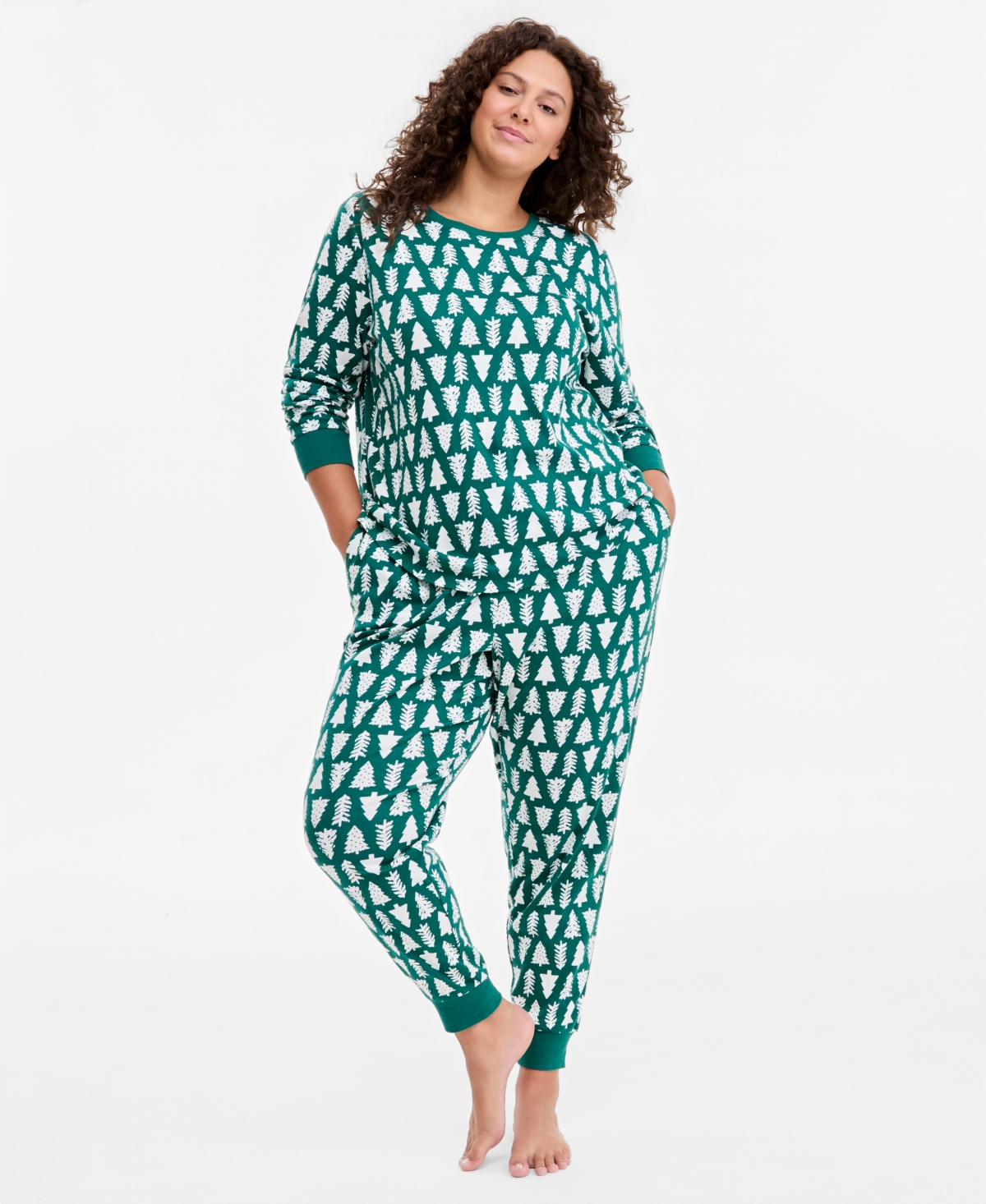 Holiday Lane Plus Size Santas Cotton Pajama Set, Macy's Exclusive