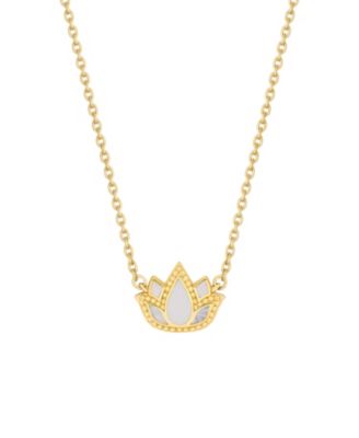 Mother Of Pearl Gold Lotus Charm Necklace