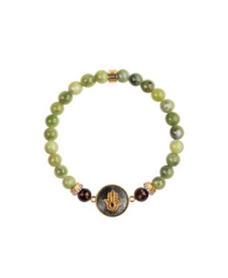 Jade Stone Hamsa Charm Bracelet