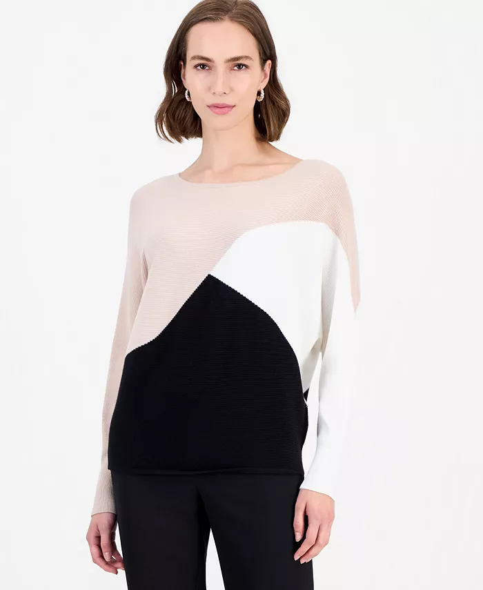 Women's Colorblock Ribbed-Knit Crewneck Pullover - thumbnail 4