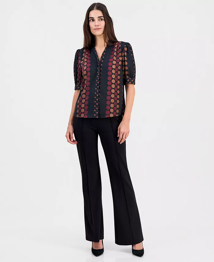 Women's Printed Split-Neck Button-Down Blouse - thumbnail 4