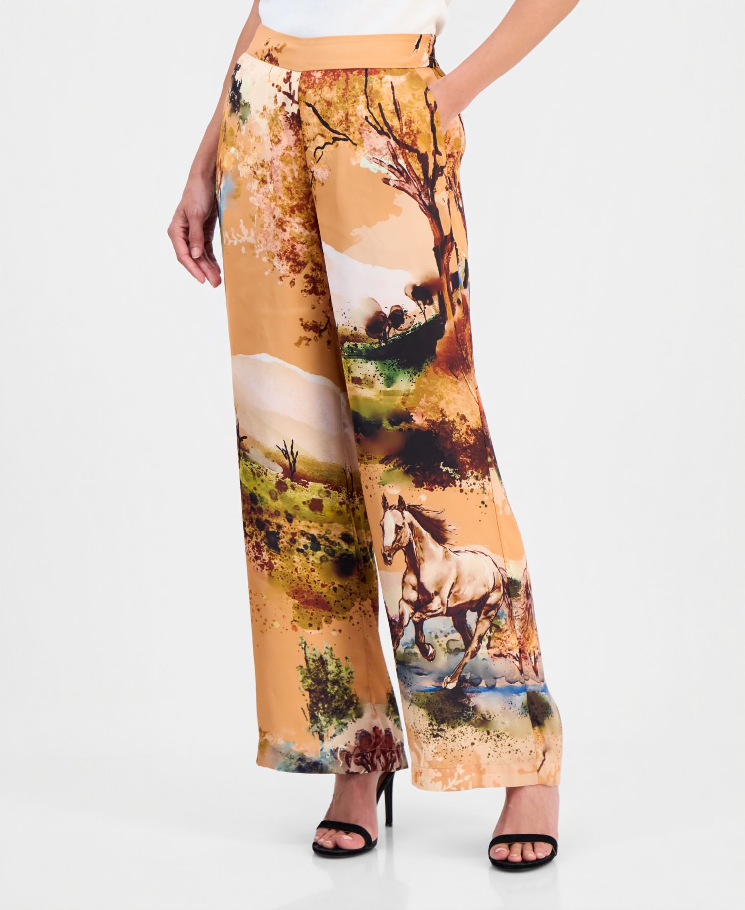 Women's Printed Pull-On High-Rise Pants