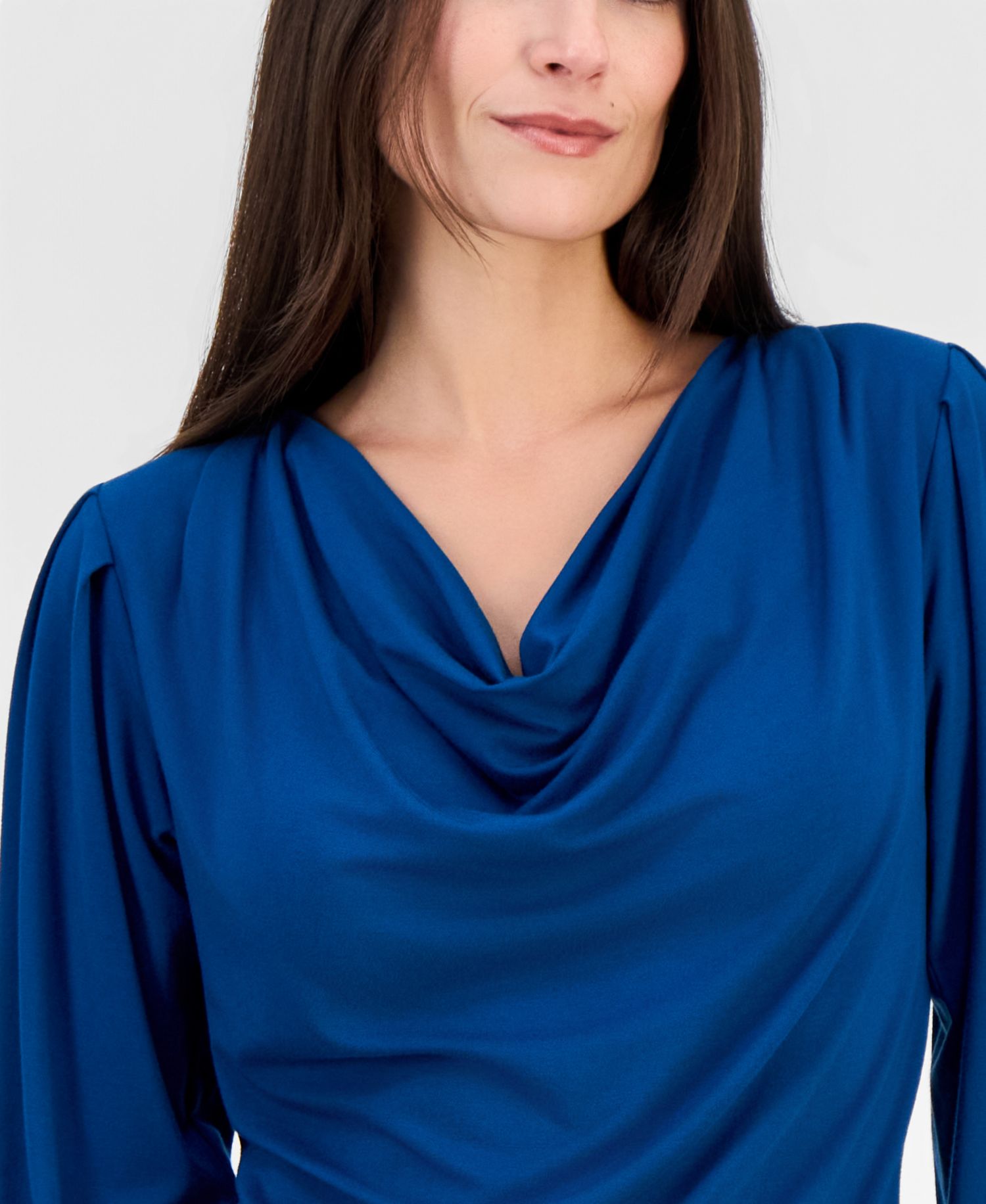 Women's Cowl-Neck Balloon-Sleeve Top