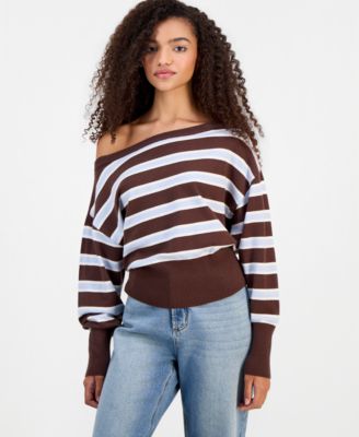 Juniors' Off-The-Shoulder Dropped-Sleeve Sweater