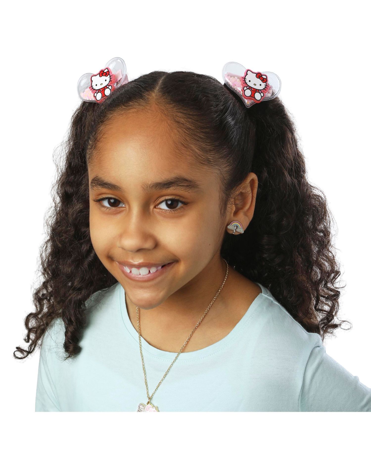 Heart Hair Clip 6-Piece Set Official License, Snap Back Shaker Hair Clips, Sanrio Accessories
