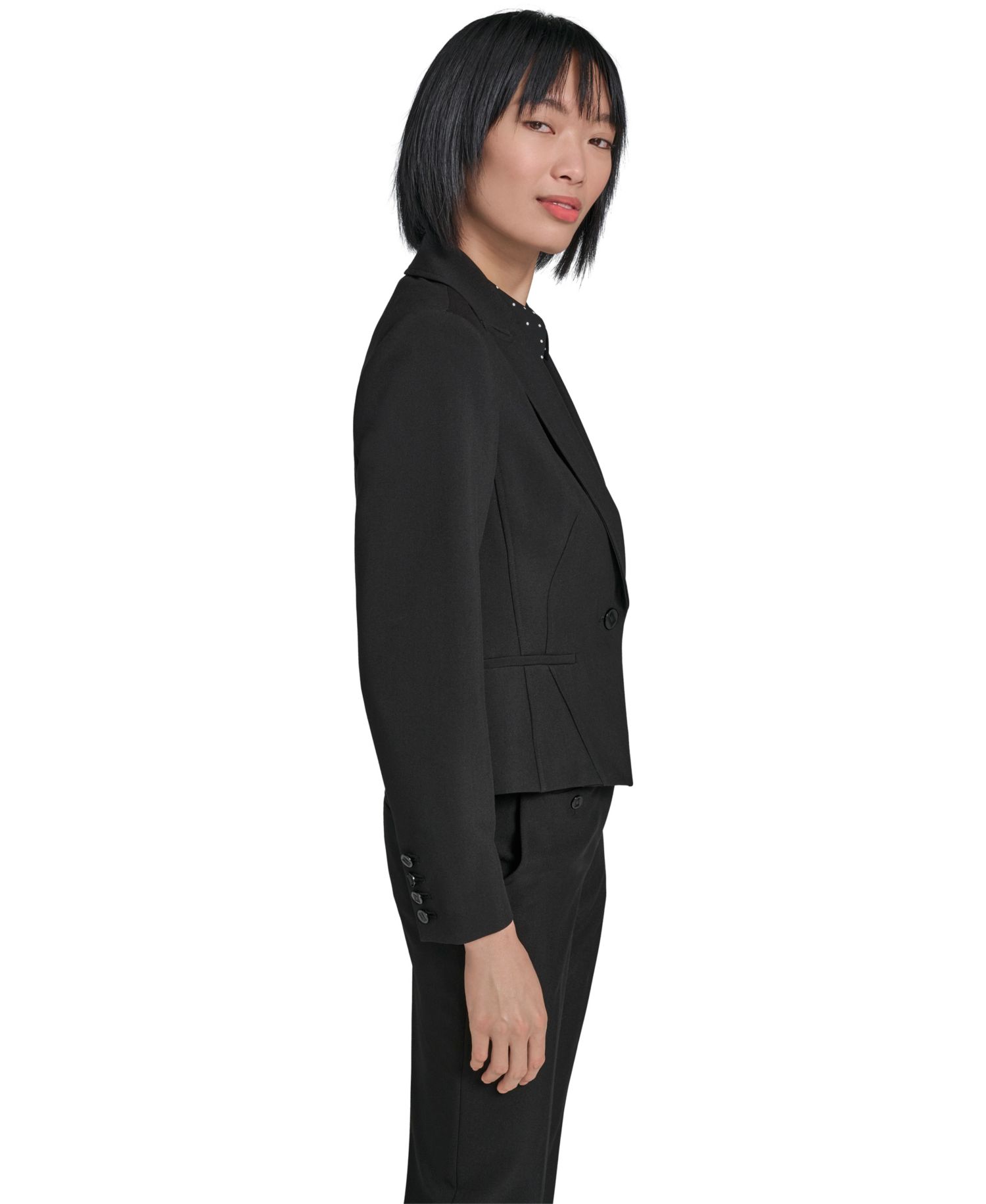 petite Peak-Lapel One-Button Blazer