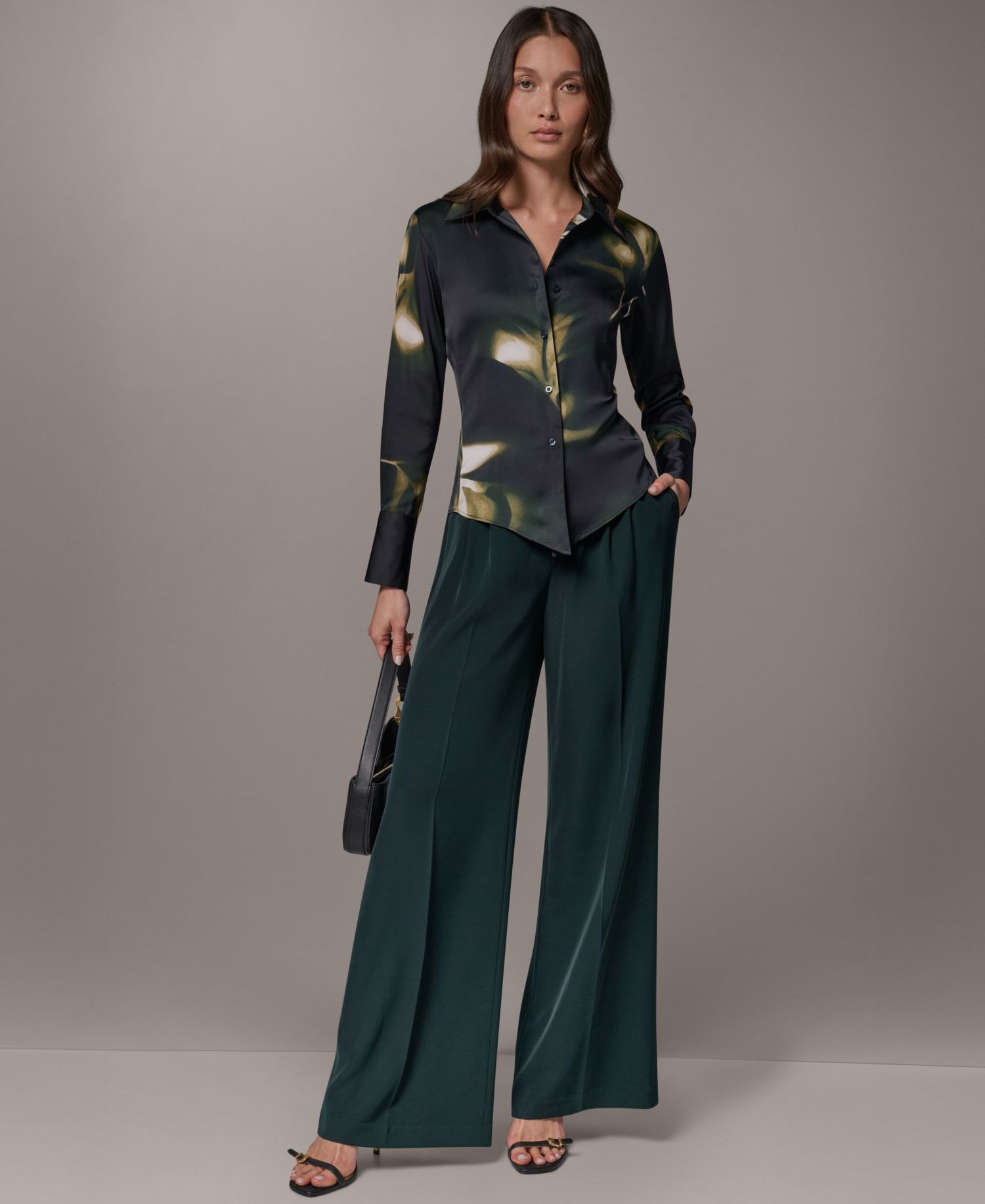 Petite Collared Button-Front Blouse