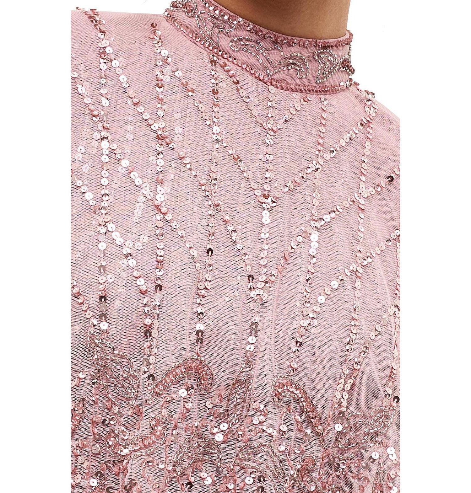 Women's Modest Cape Embellished Sequins Gown