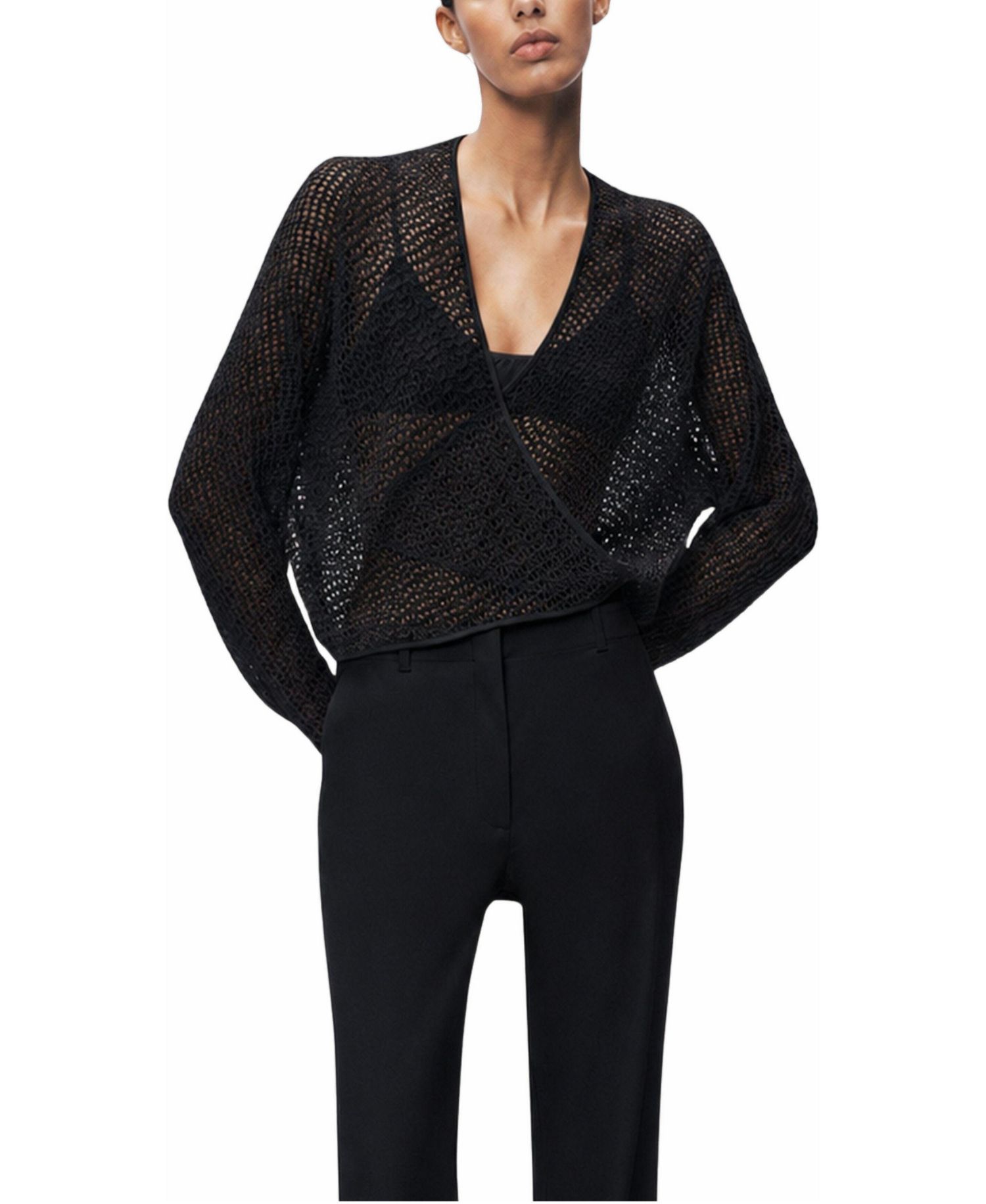 Women's Wrap Mesh Blouse