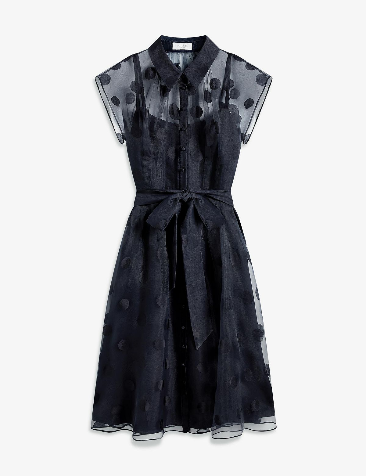 Hobbs London Women's Tess Sheer Polka Dot Shirt Dress view 6 — MAYCSS fashion products