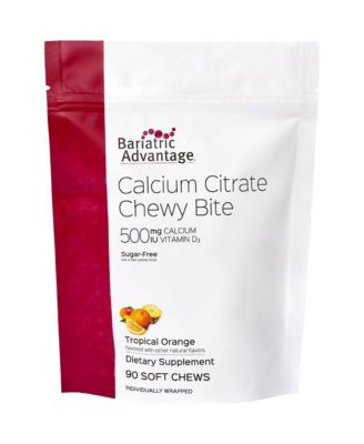 Bariatric Advantage Calcium Citrate Chewy Bites 500 mg - Highly Absorbable and Digestible - Vitamin D3 - Easily Chewable Calcium Supplement - 90 Count