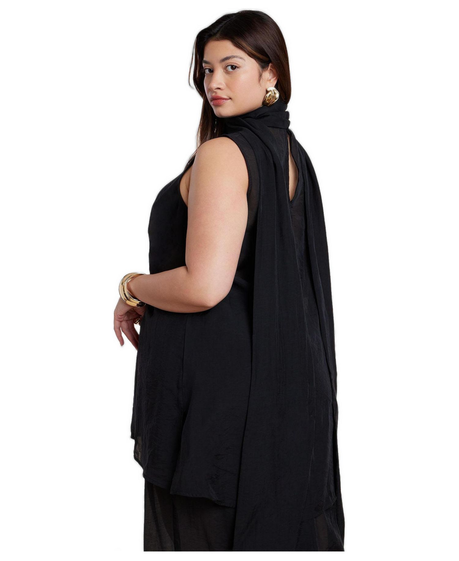 Women's Sheer Neck Tunic Top