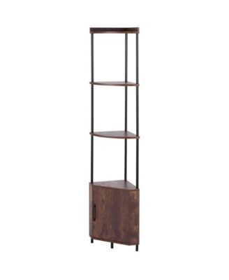 5 Tier Corner Shelf with LED Light 65.4 Inch Tall Corner Bookshelf