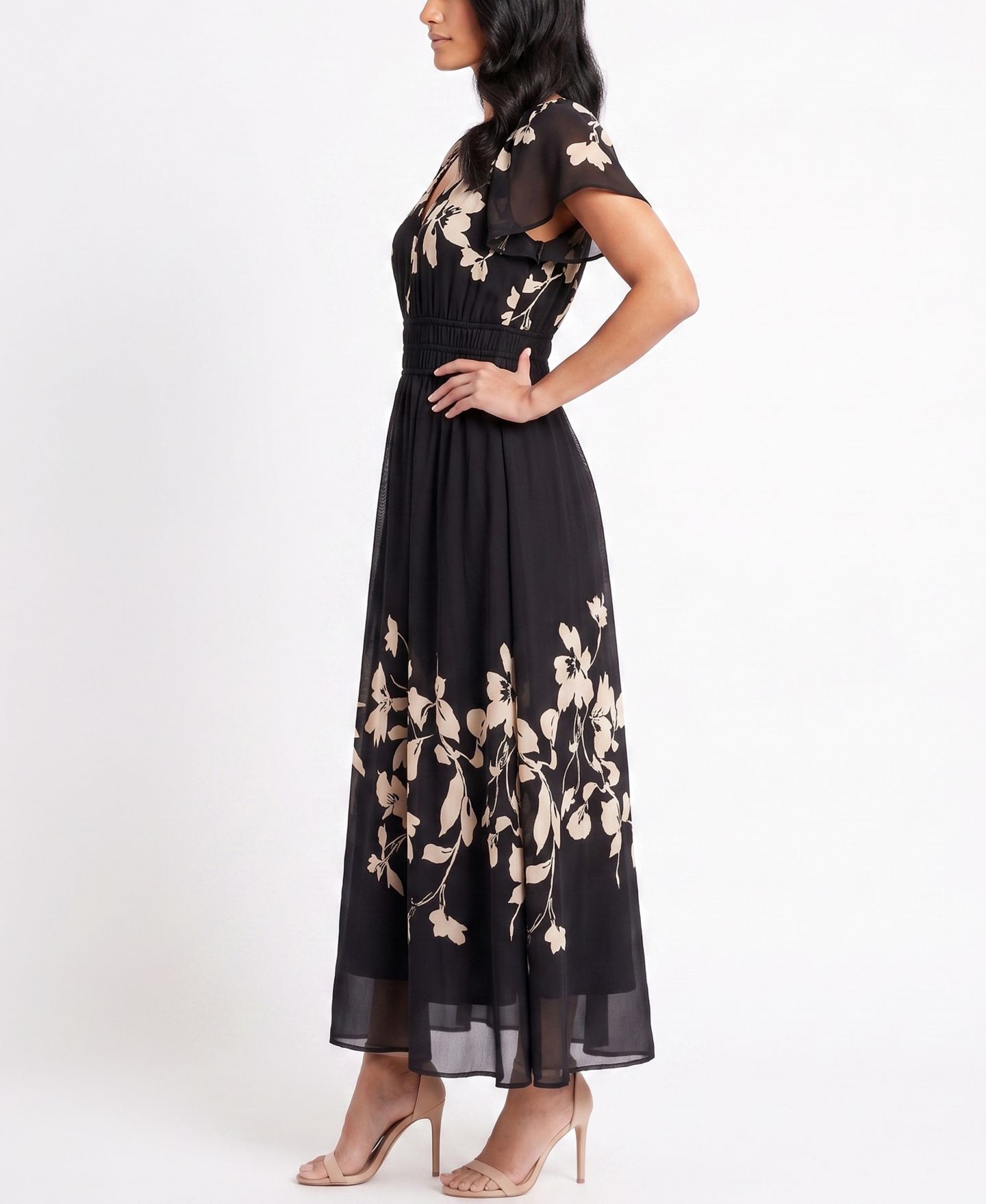 Женское платье Taylor Floral Smocked Waist, цвет: Чёрный дубовый — фото 2