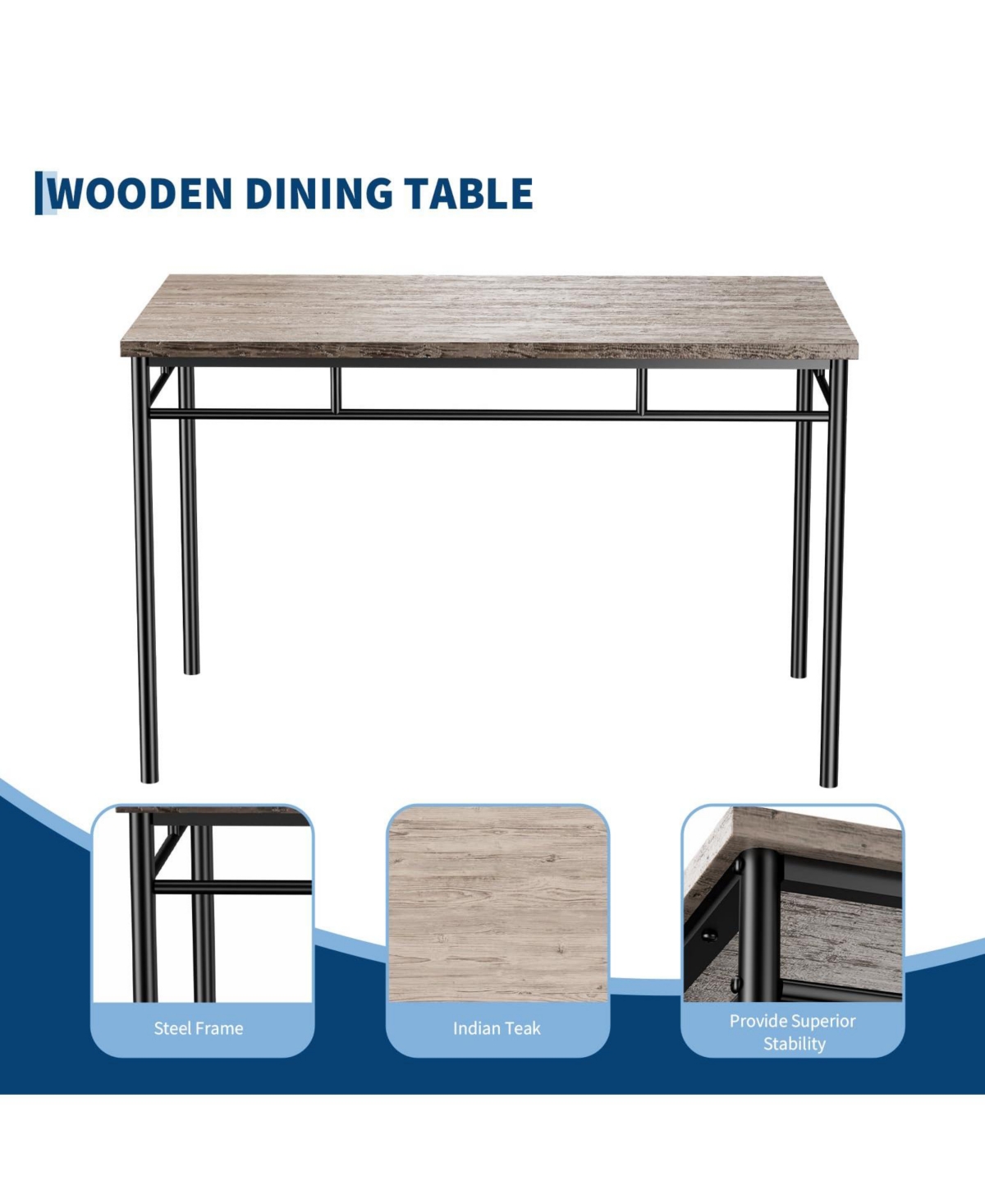gaomon 4-Piece Kitchen Dining Table Set for 4 with 2 Upholstered Chairs and Padded Bench