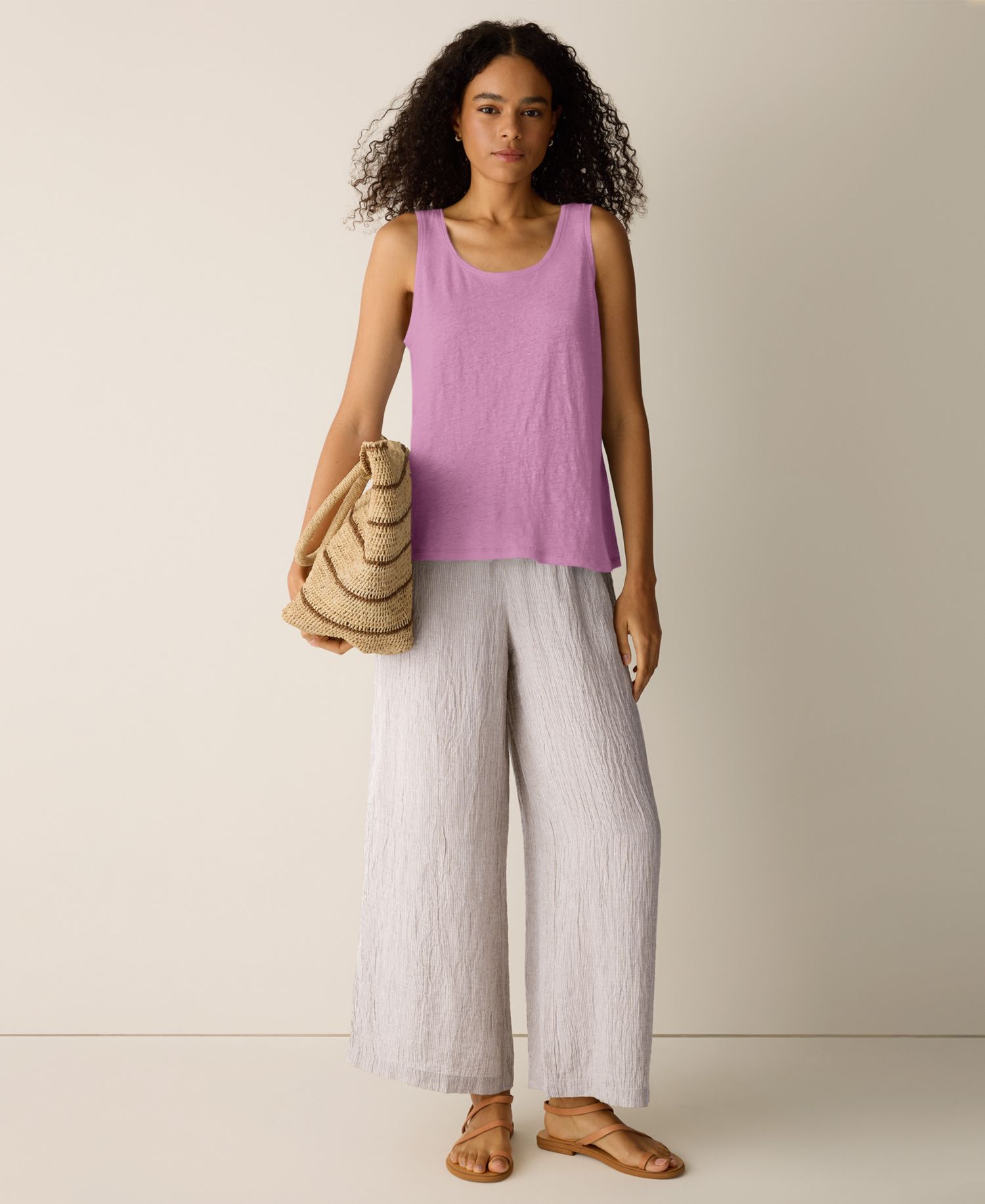 Women's Linen Scoop Neck Sleeveless Tank Top