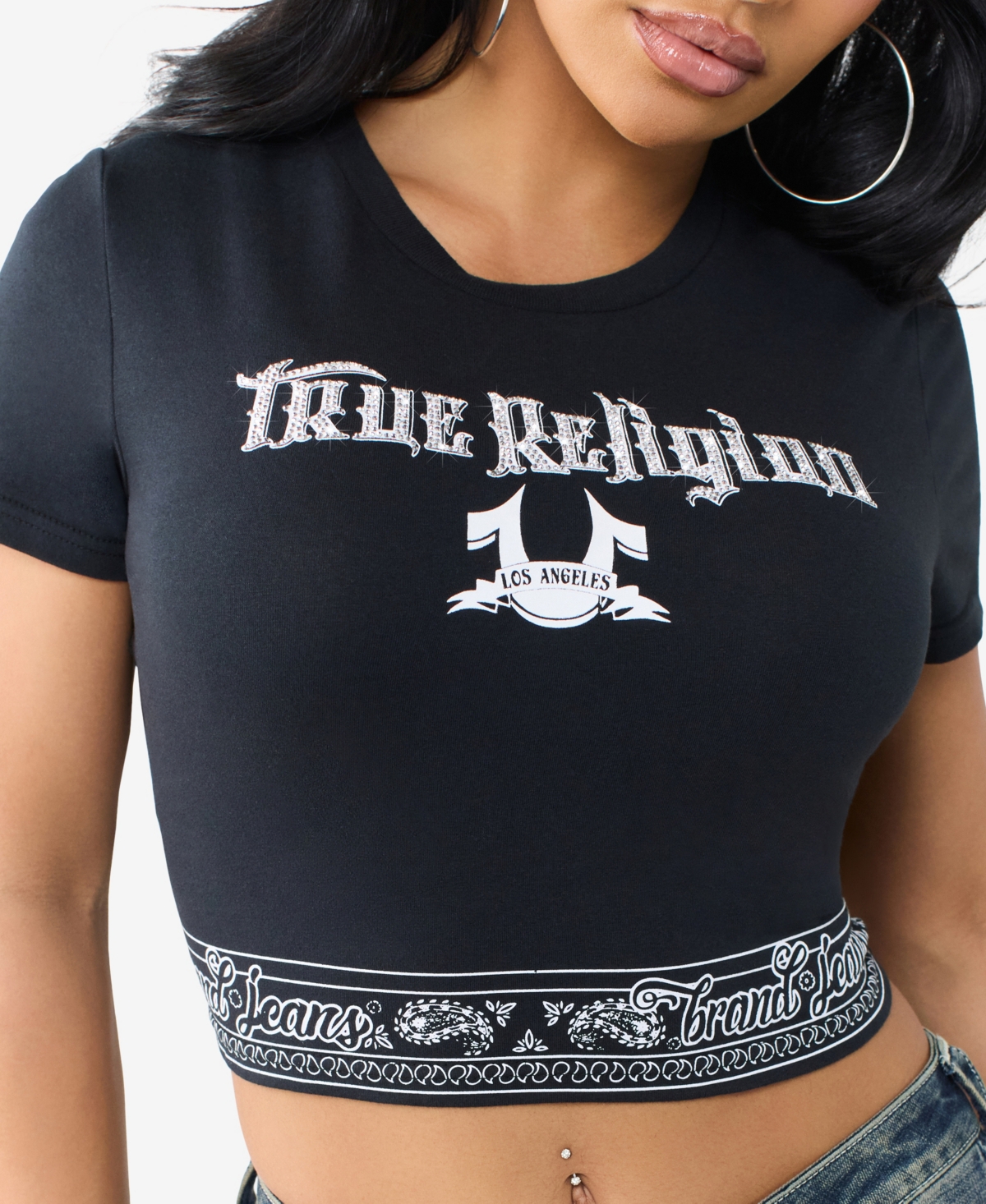 True Religion Women's Crystal Bandeau T-Shirt