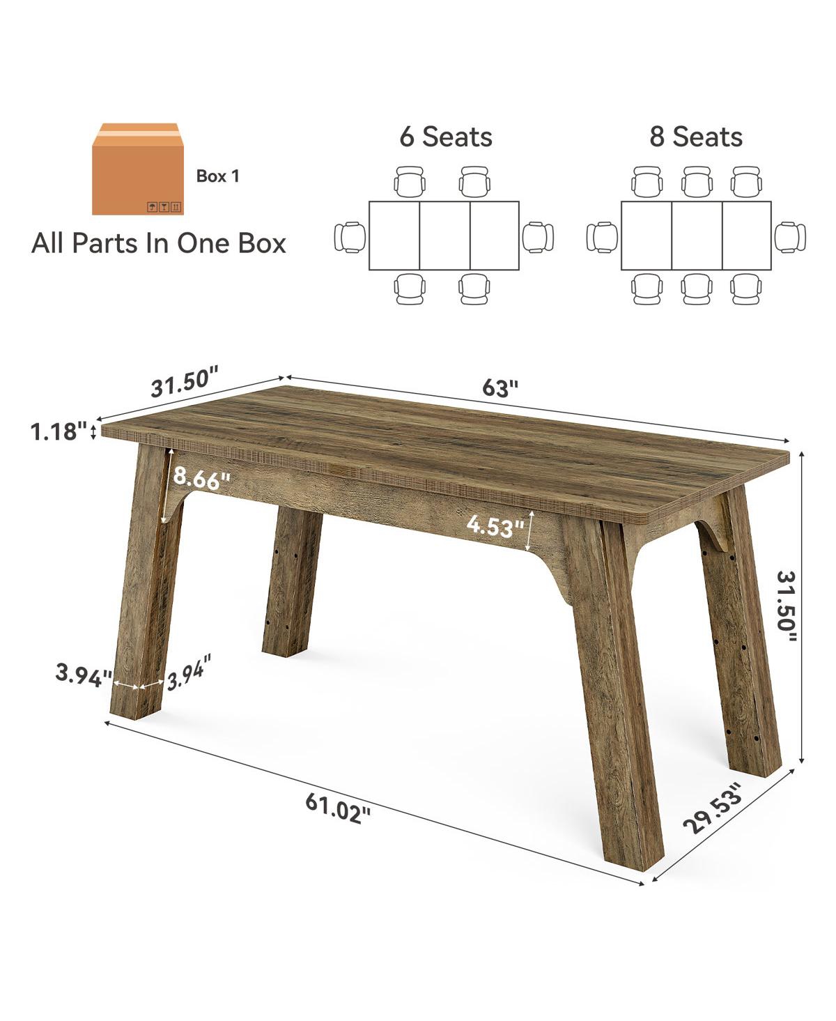 Tribesigns 63 Inch Farmhouse Dining Table for 4-6, Kitchen Table For Kitchen and Dining Room