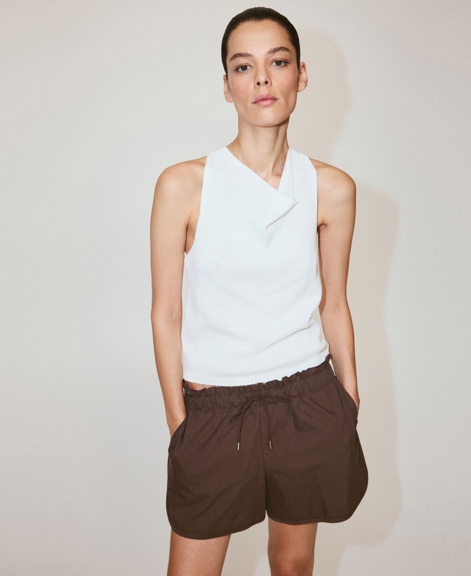 Women's Ruched Waist Straight Shorts