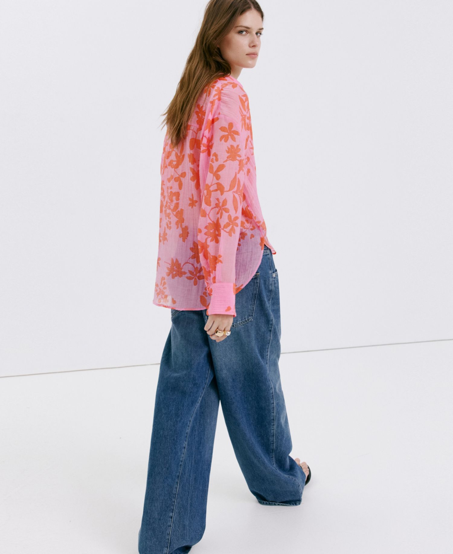 Women's Floral-Printed Lyocell Shirt