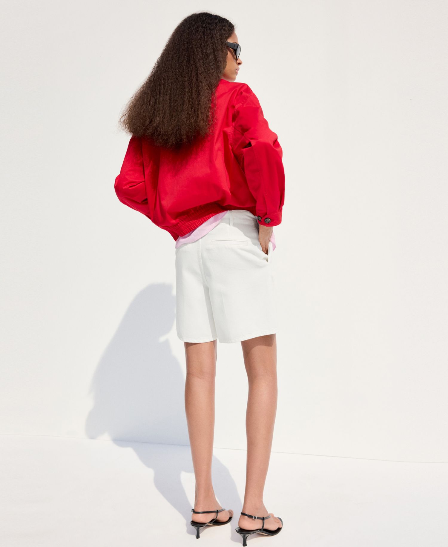 Women's Pleats Mid-Rise Denim Bermuda Shorts