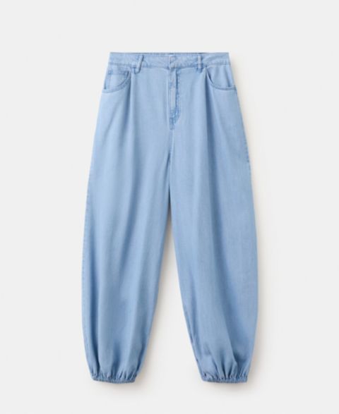 Женские джинсы Mango High-Waisted Baggy, цвет: Светлый синий