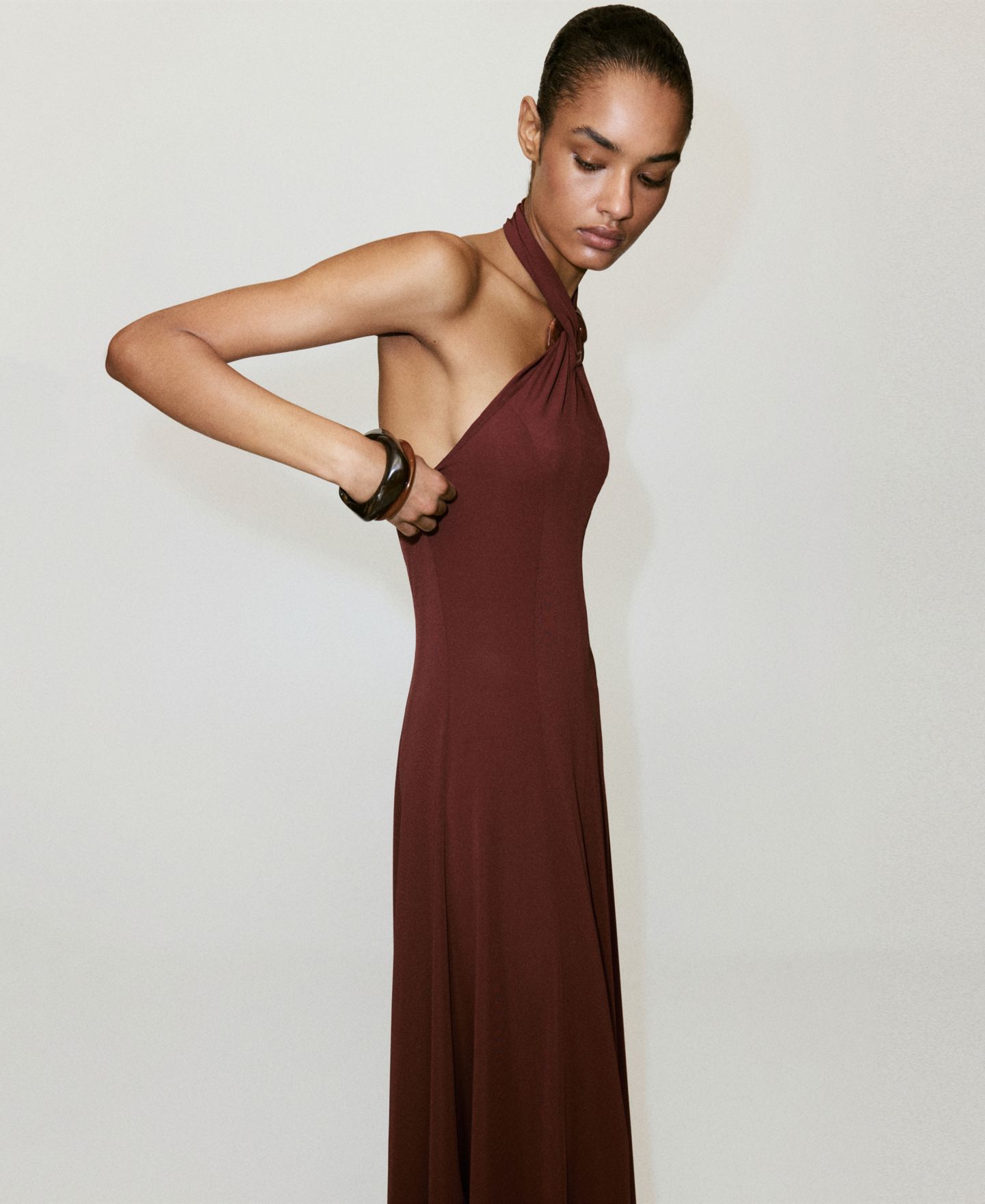 Женское платье Mango Halter-Neck Knitted, цвет: Оранжевый — фото 2