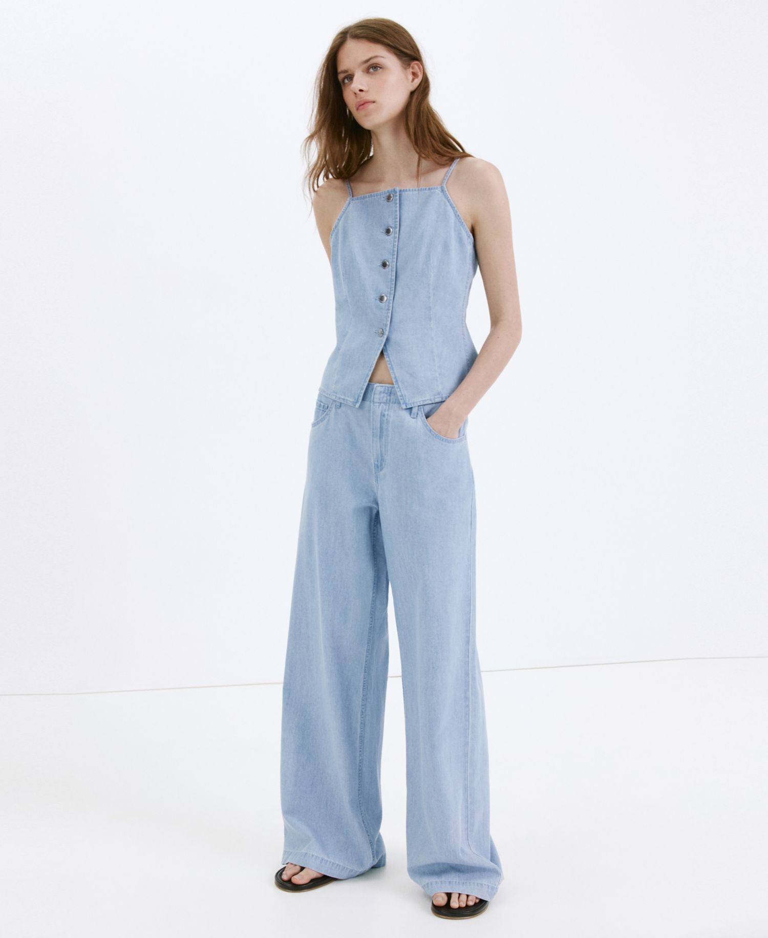 Women's Buttoned Denim Vest