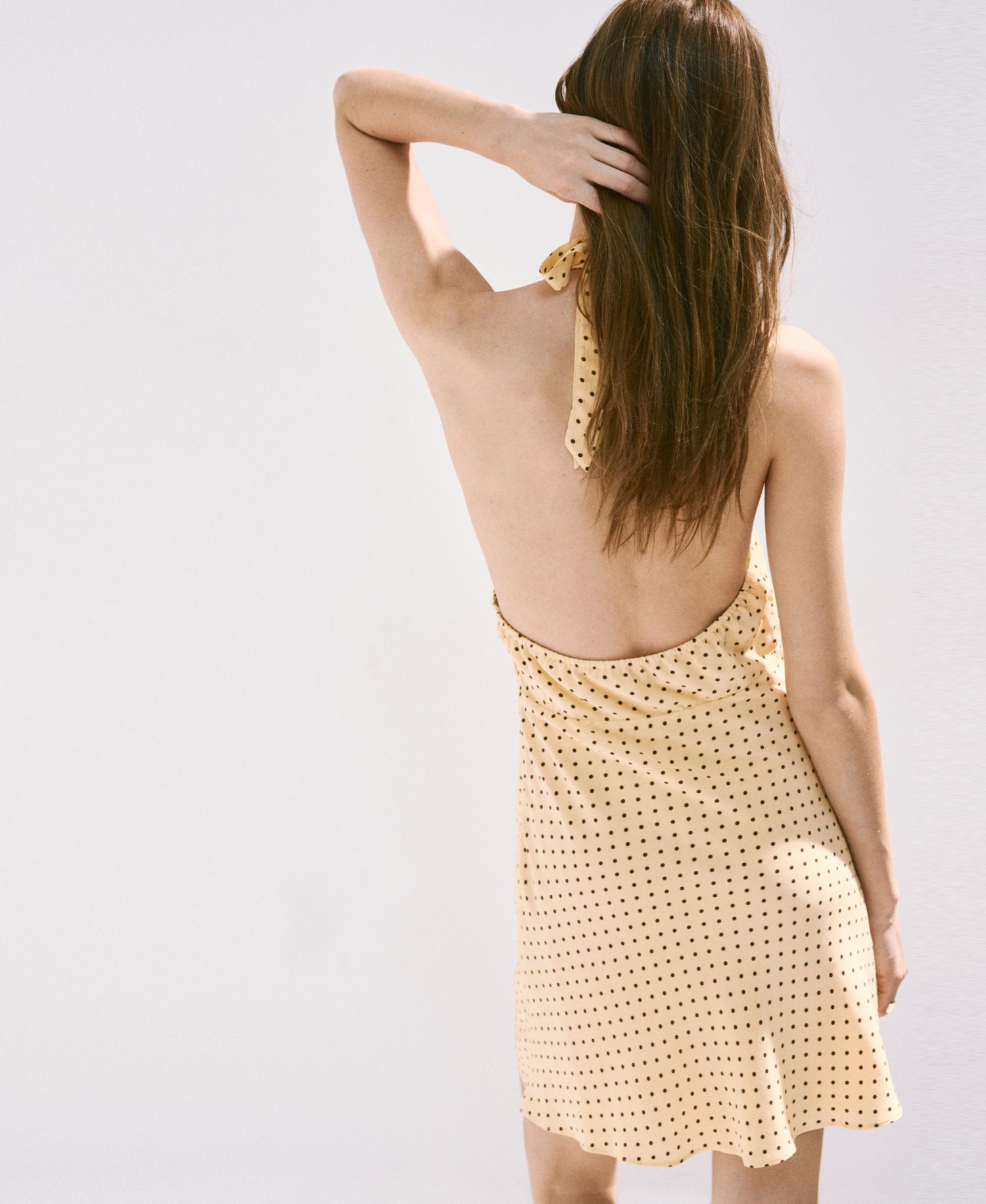 Women's Draped Neck Polka Dot Dress