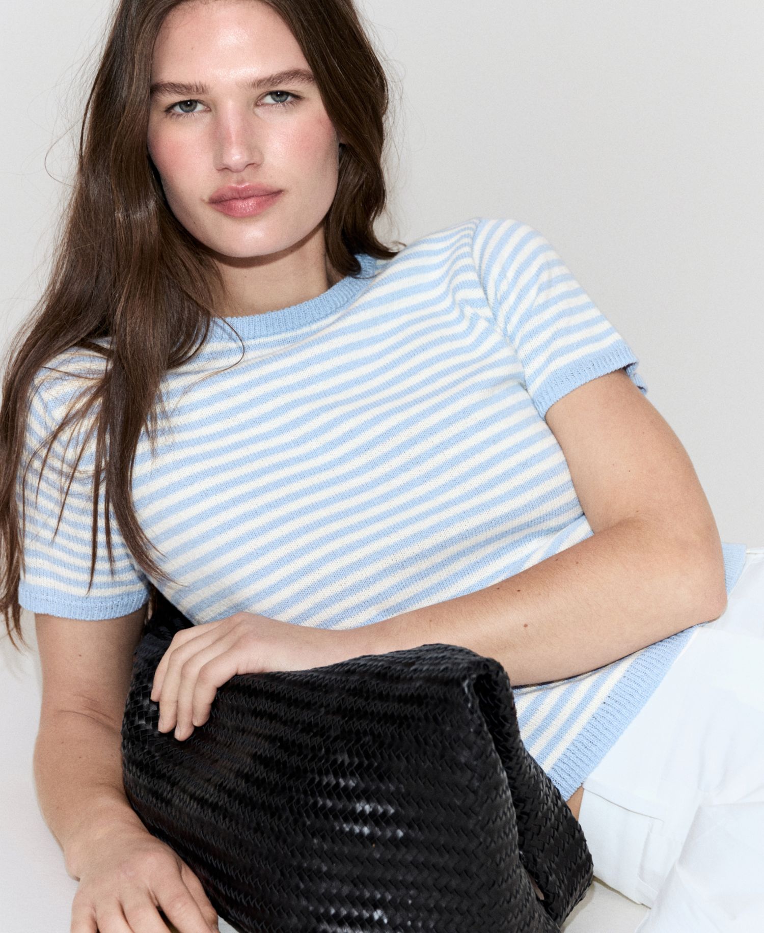Women's Striped Short-Sleeved Sweater