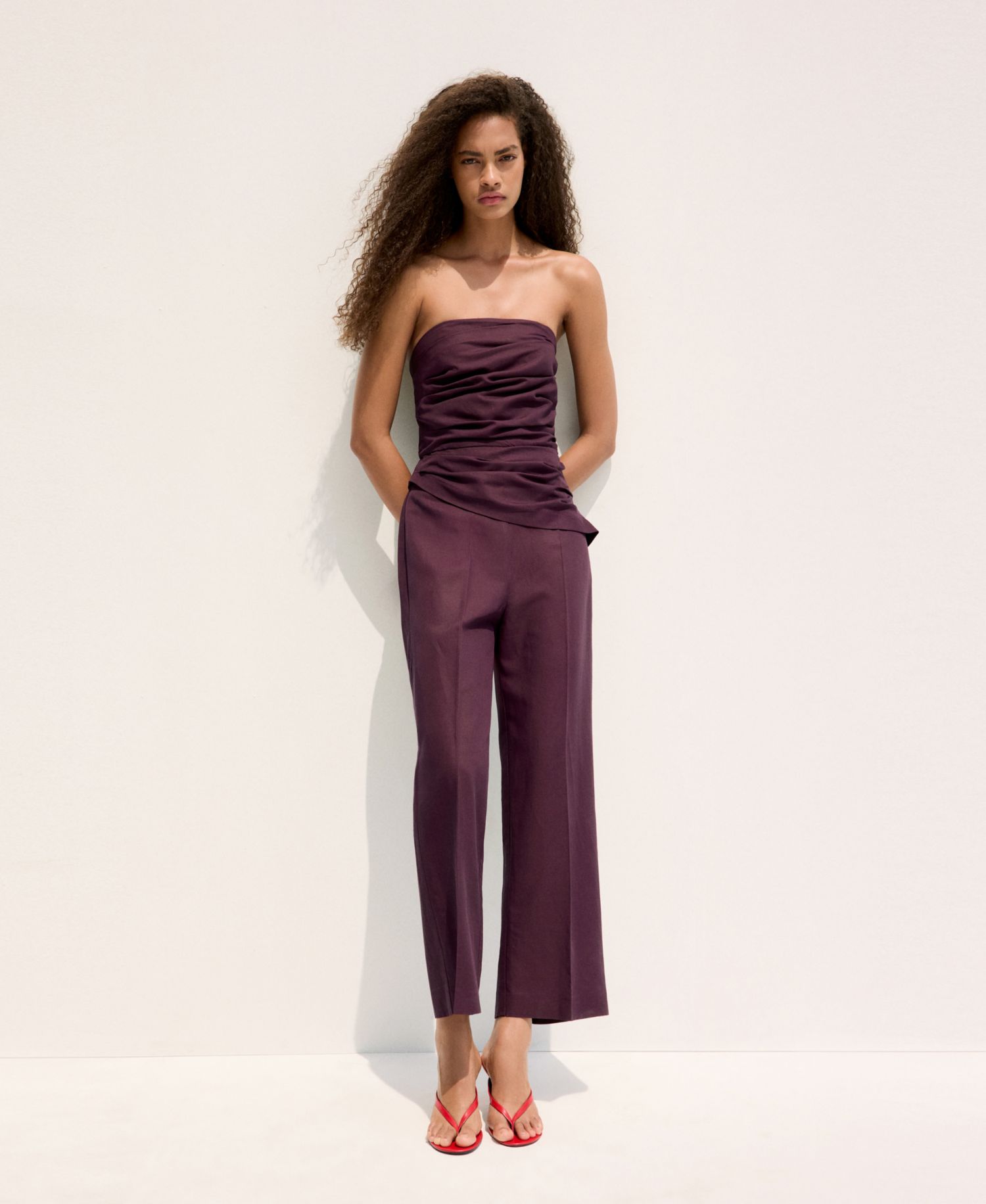 Women's Strapless Linen Jumpsuit