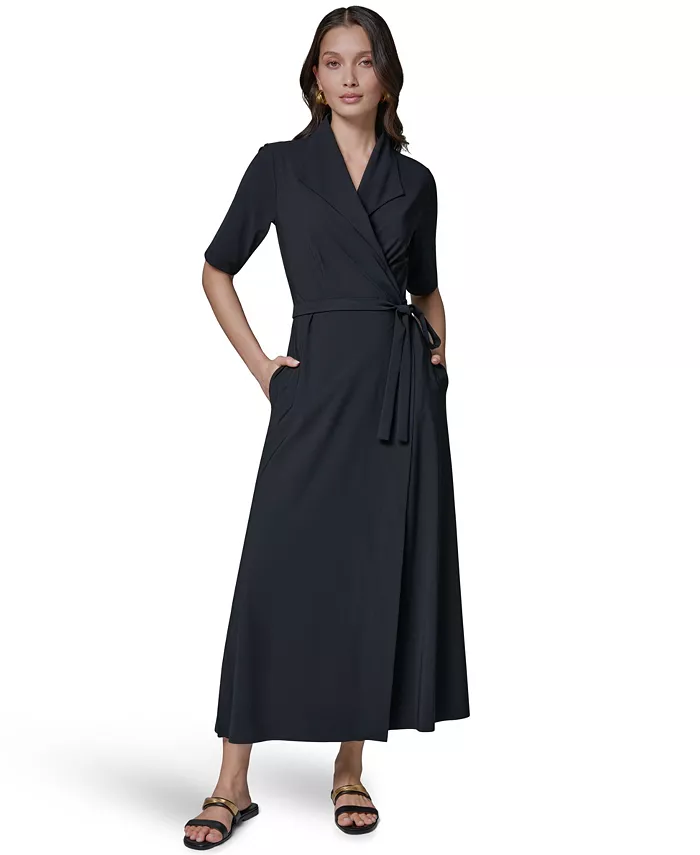 Women's 4-way Stretch Knit Elbow-Sleeve Collared Polo Dress