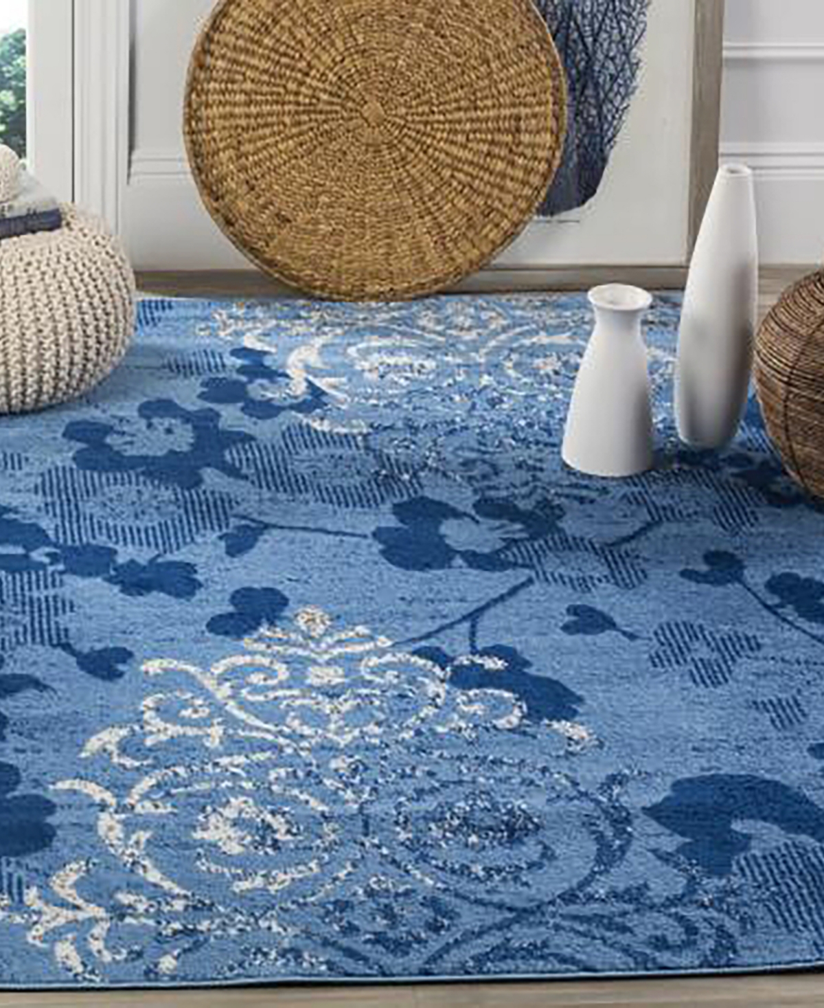 Safavieh Adirondack 114 Light Blue and Dark Blue 5'1" x 7'6" Area Rug