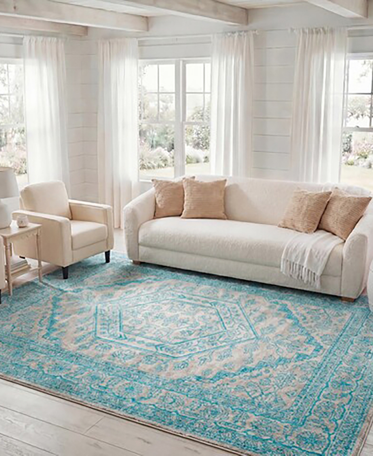 Safavieh Adirondack 108 Light Gray and Teal 5'1" x 7'6" Area Rug