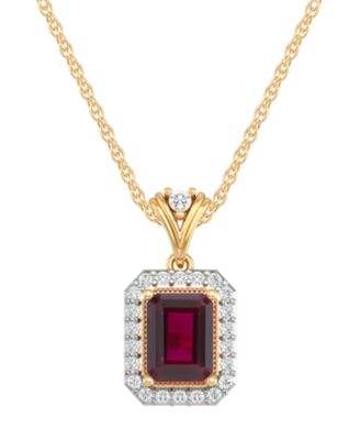 Lab-Grown Ruby (2 ct. t.w.) & Lab-Grown White Sapphire (1/3 ct. t.w.) Pendant Necklace in 14k Yellow Gold-Plated Sterling Silver