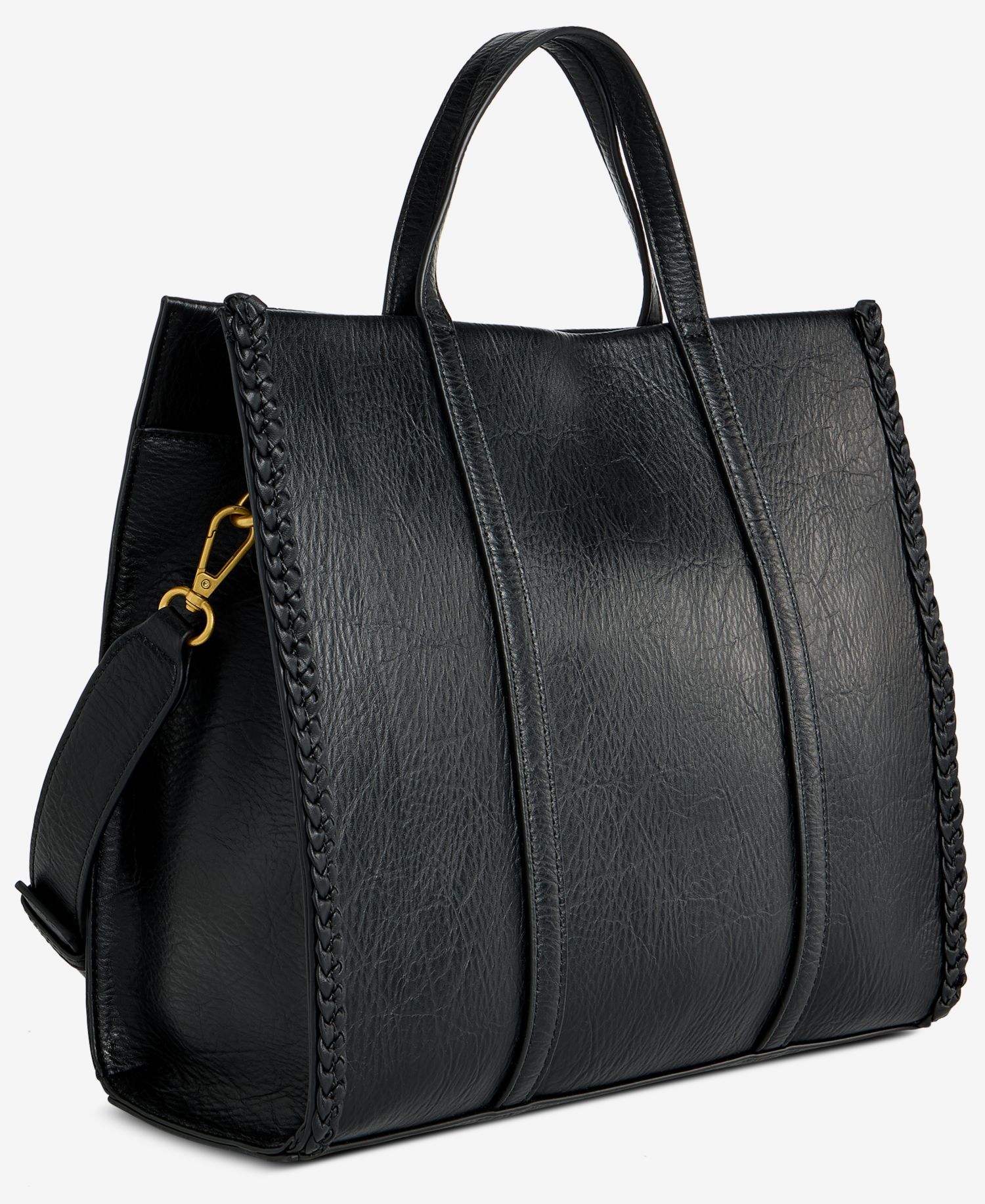 Braided Trim Boxy Tote Bag