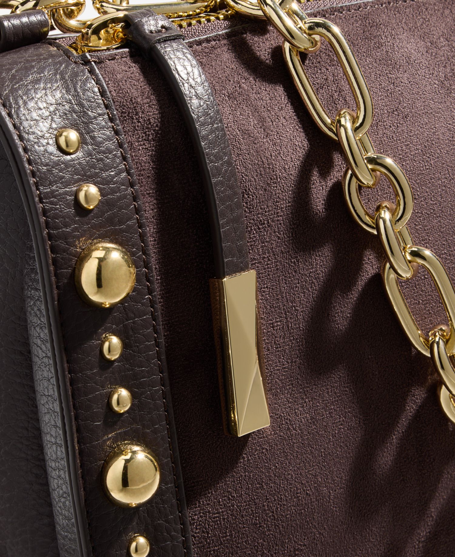 Fyonna Faux Suede Studded Shoulder Bag