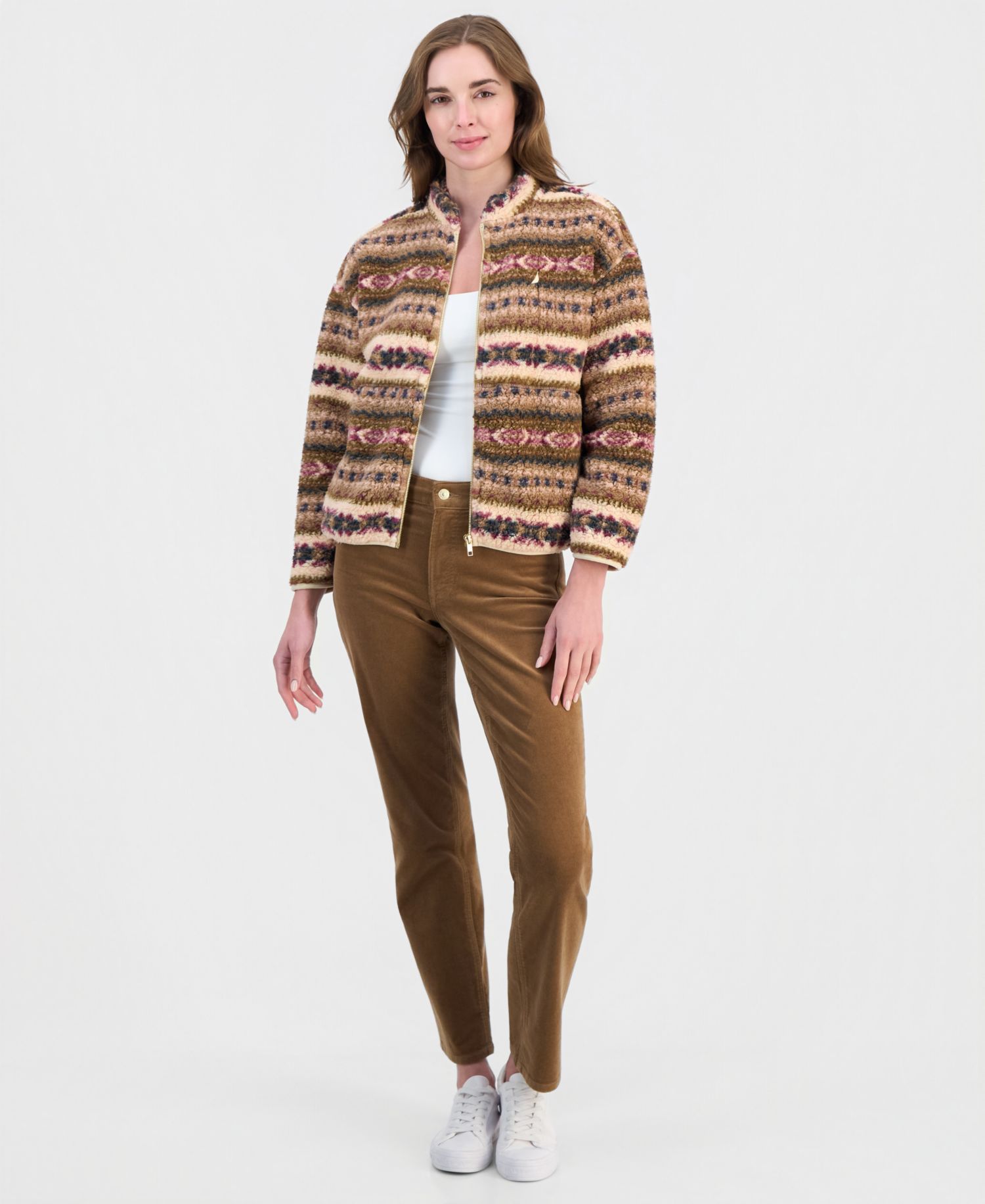 Women's Full-Zip Fair Isle Sherpa Fleece Jacket