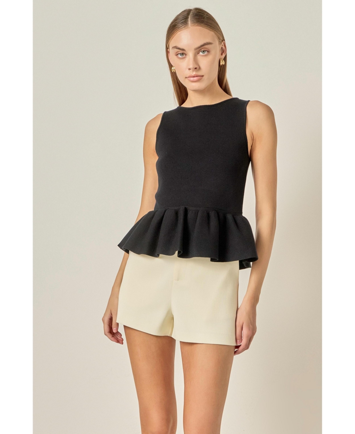 English Factory Women's Peplum Sleeveless Knit Top