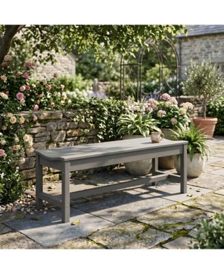 Sturdy HDPE Outdoor Bench for 2, Curved Backless Heavy Duty Seating, Weatherproof, 800lbs Capacity, Perfect for Patio, Porch, Park, Entryway