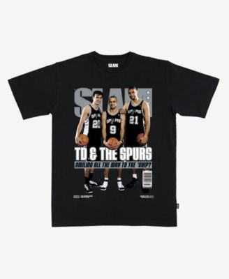 Men's and Women's Tim Duncan, Manu Ginobili Tony Parker Black San Antonio Spurs Hardwood Classics Cover T-Shirt