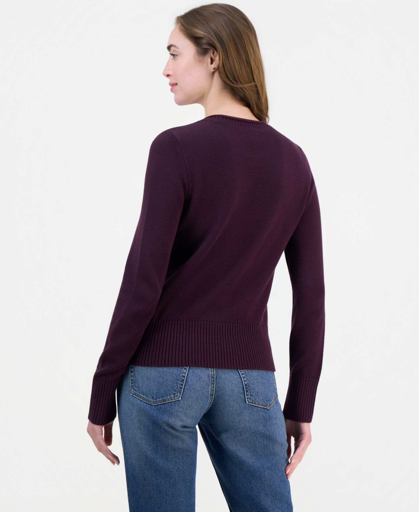 Женский свитер Nautica Crewneck Argyle, цвет: Баклажановый — фото 2