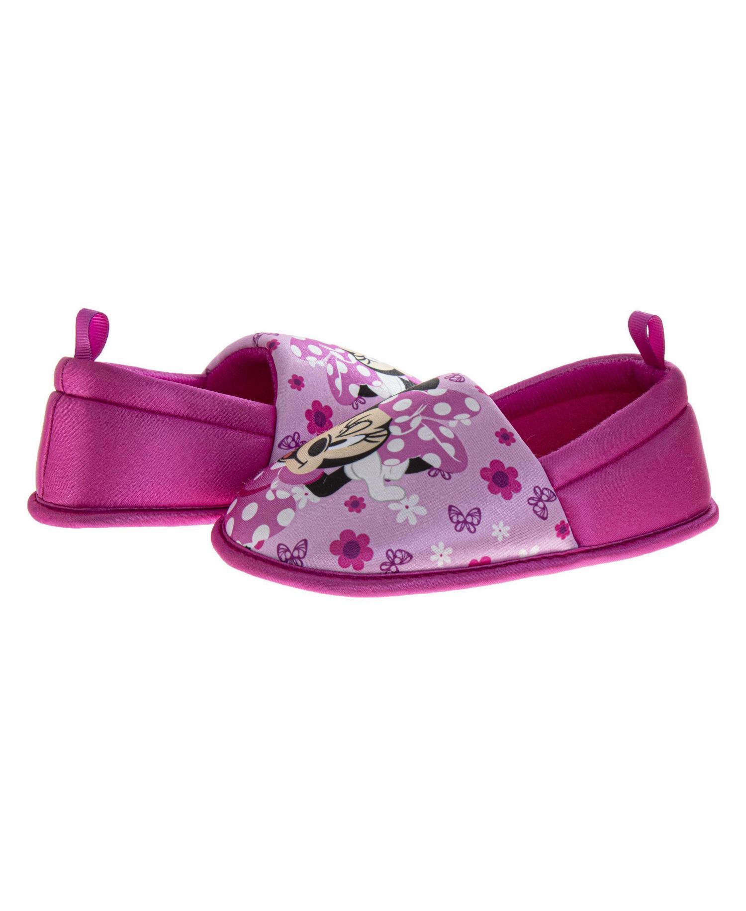 Minnie Mouse Slippers Girls Soft Plush Cozy Warm Comfort Fit NonSkid Sole Indoor Wear (Toddler / Little Kid)