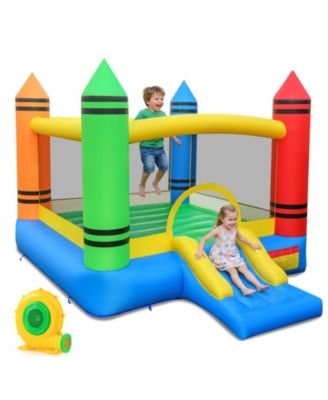 Inflatable Bounce House With Slide and Large Jumping Area 550W Blower for Backyard
