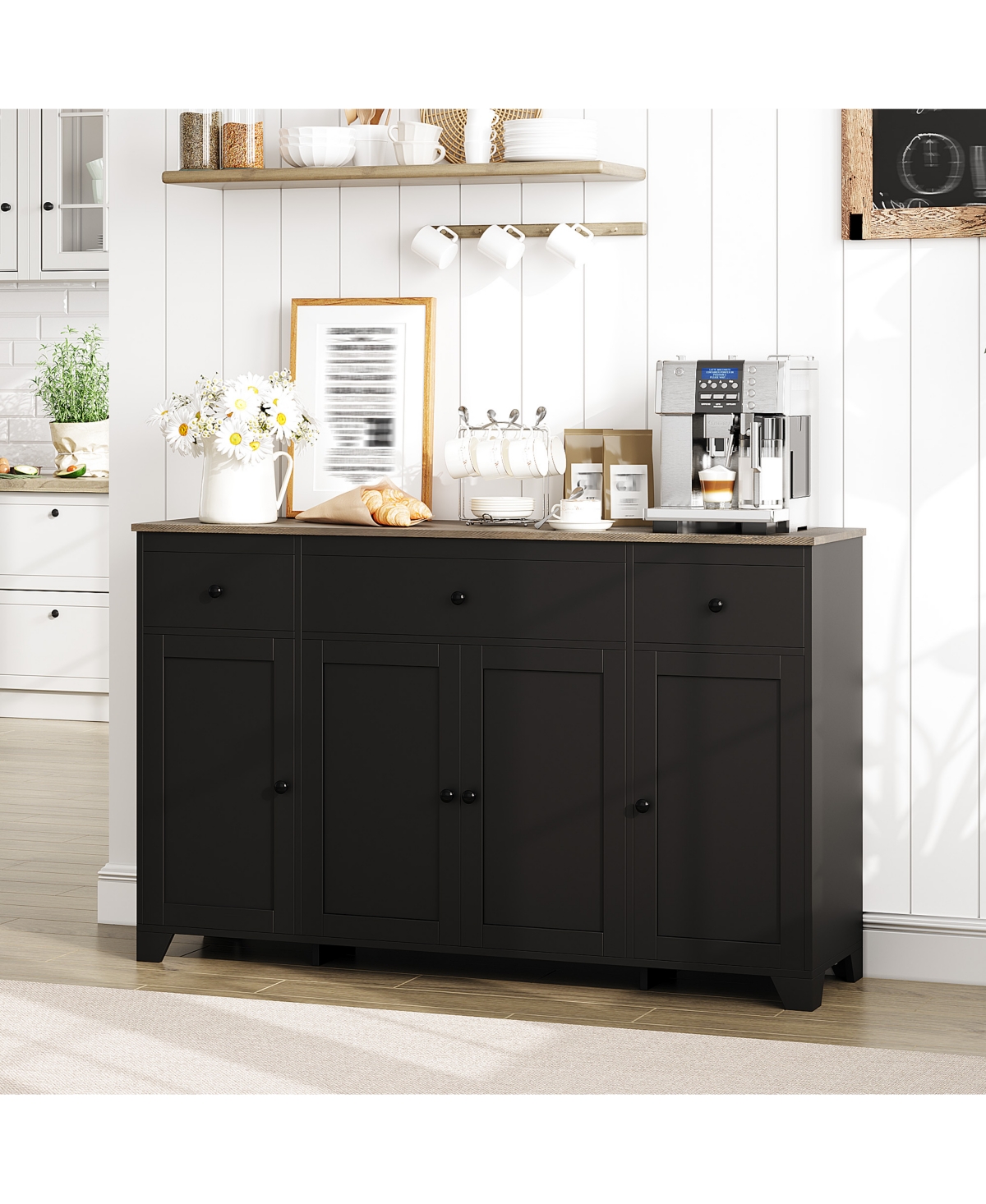 homfan 55" Black Buffet Cabinet