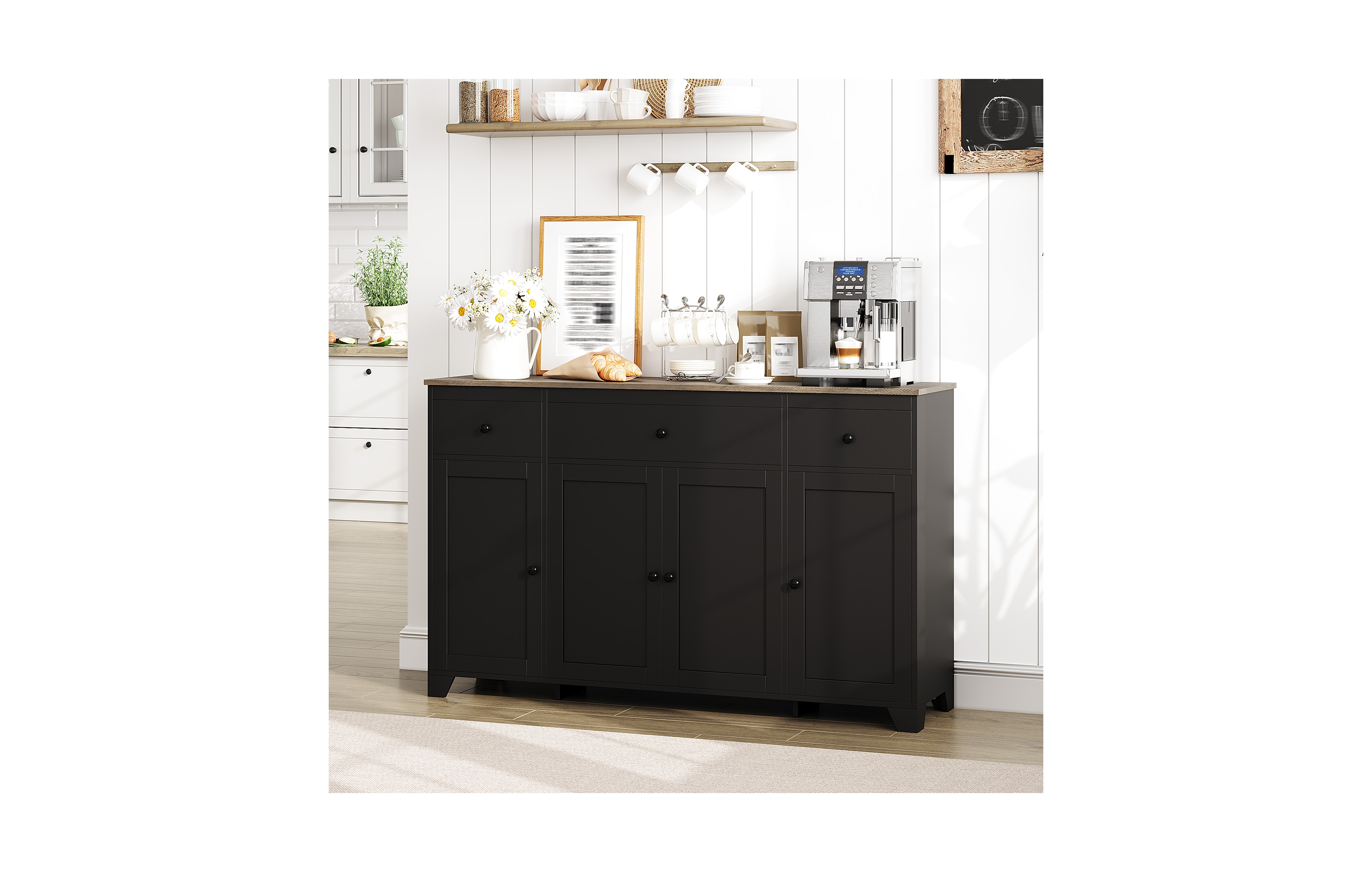 homfan 55" Black Buffet Cabinet